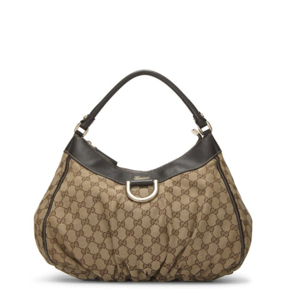 Gucci Brown GG Monogram Abbey D-Ring Hobo Bag